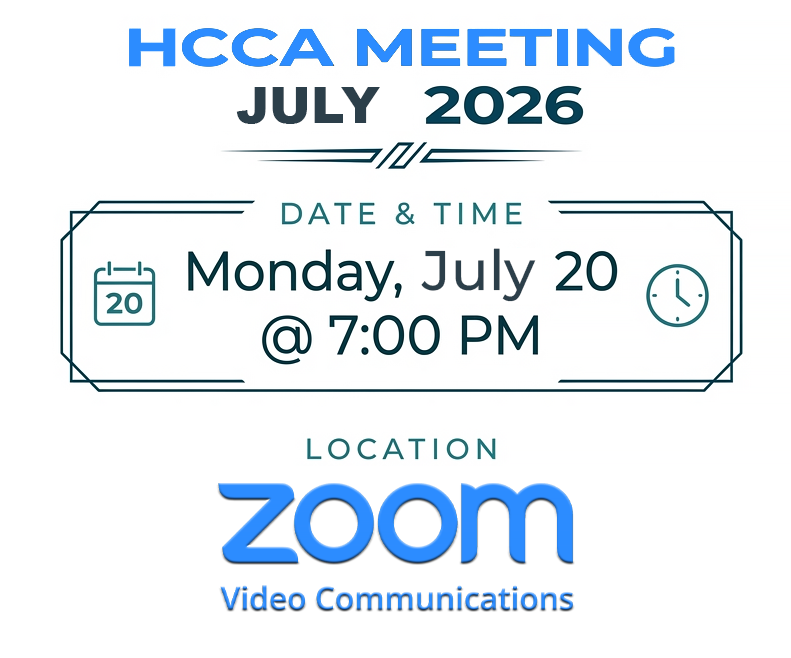 HCCA Meeting: July 20, 2026 @ 7:00 pm